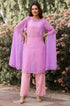 Lilac & Baby Pink Sequin Detailed Georgette Kurta-Pant Set
